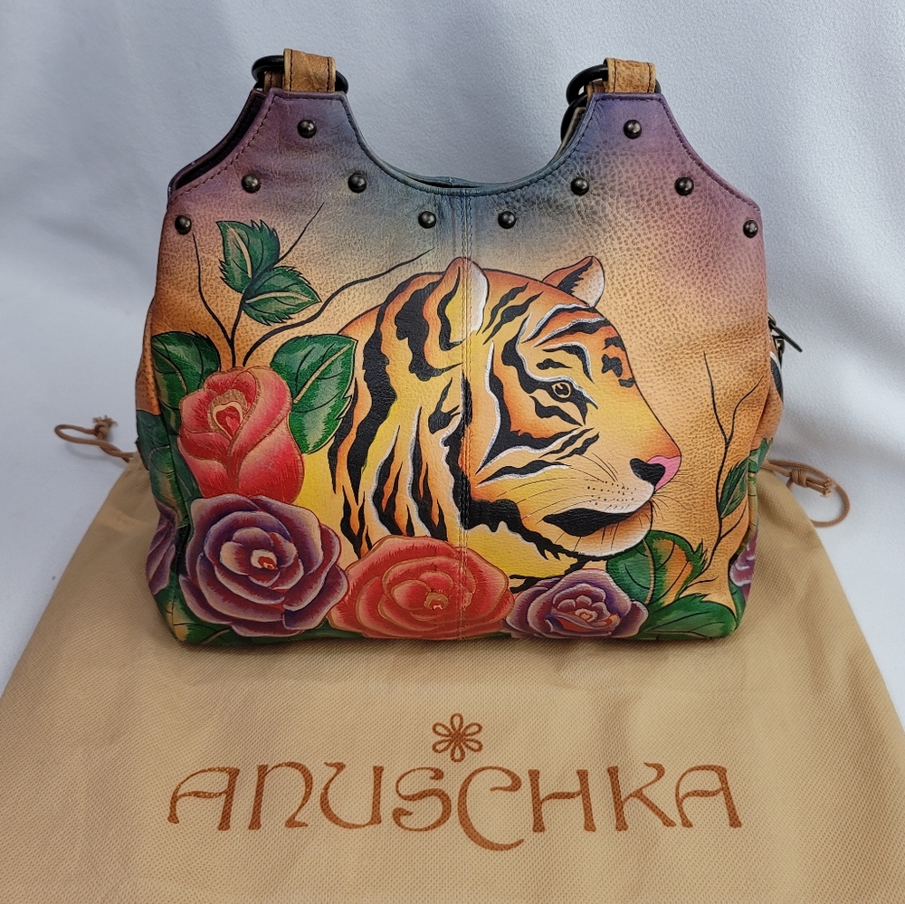 Anuschka Tiger And Rose Genuine Leather Purse - Picture 16 of 16